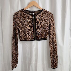 BCBGMaxAzria Lania Animal Print Crop Cardigan XS